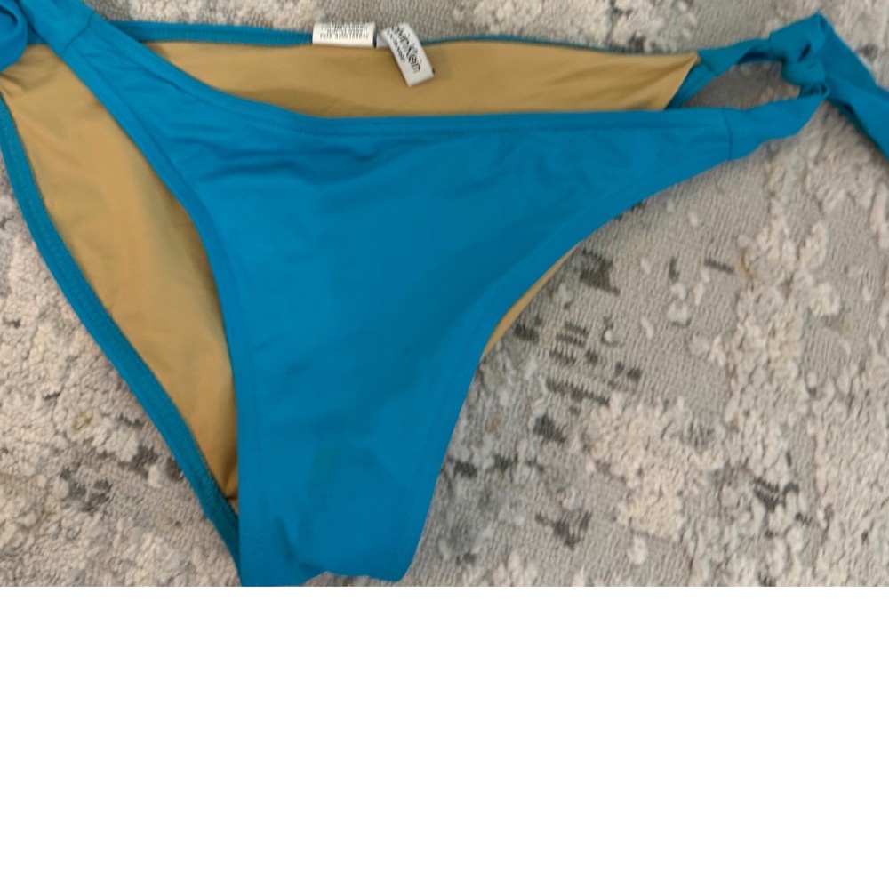 Calvin Klein Swimwear Turquoise Blue Side Tie Bikini Bottoms Style Size S‎